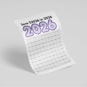 Save in 2026 colourable savings tracker